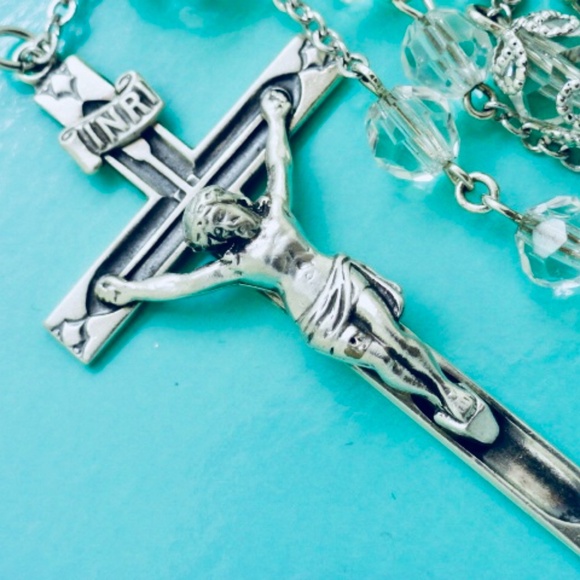 Sterling Silver and Crystal 39 Grams 22 1/2" Rosary - Picture 13 of 15